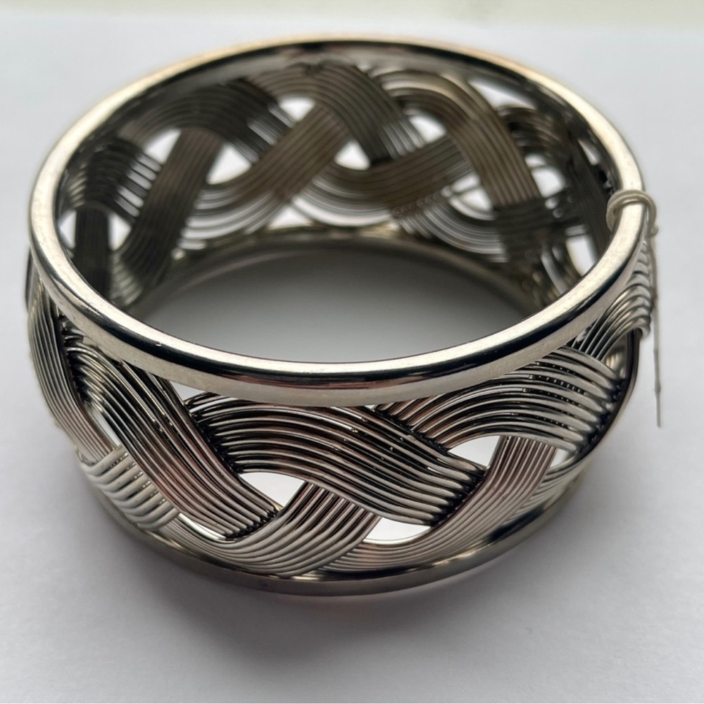 Silver Tone Braided Bangle Bracelet